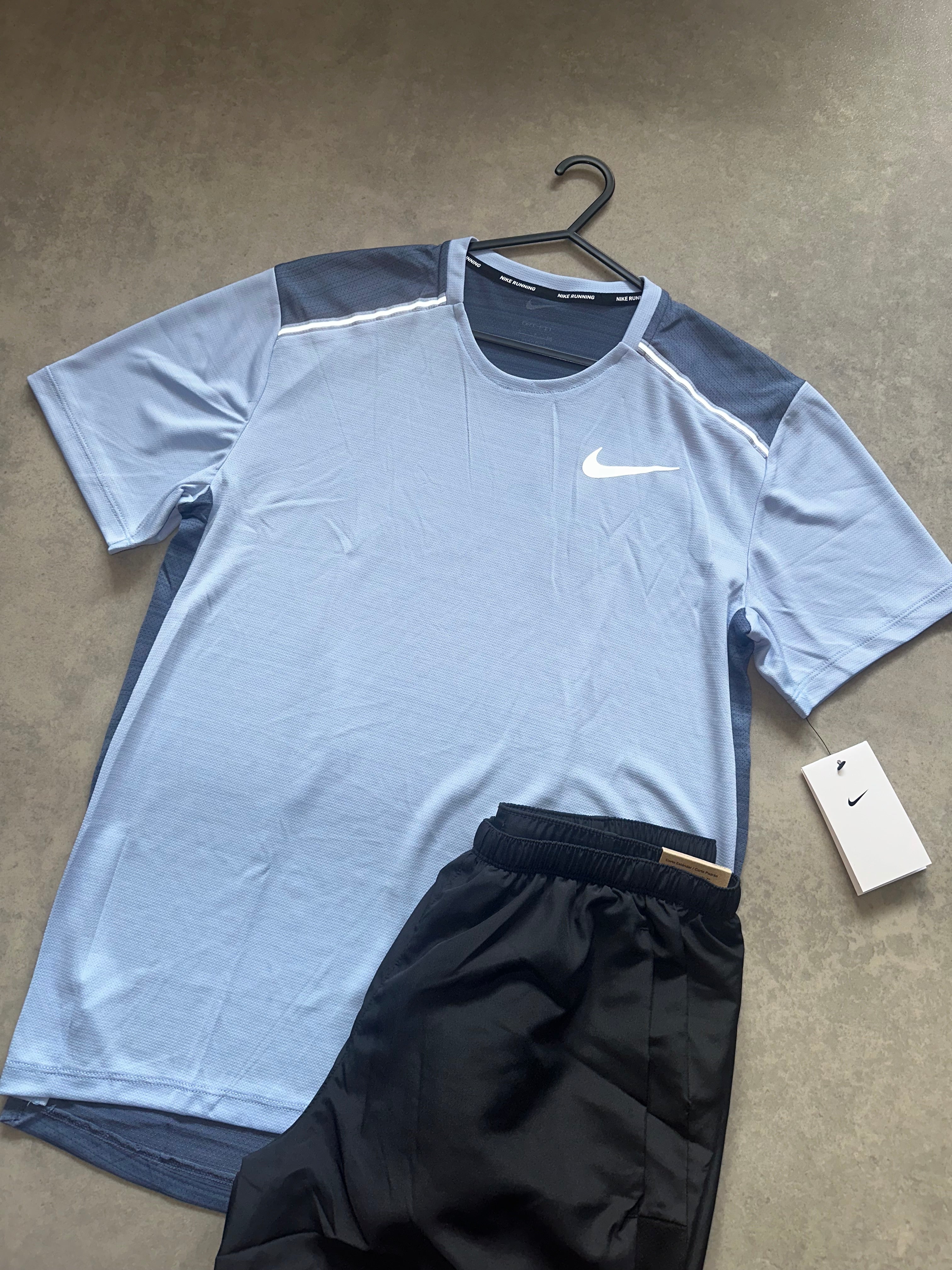 Nike miler short set - baby blue / black