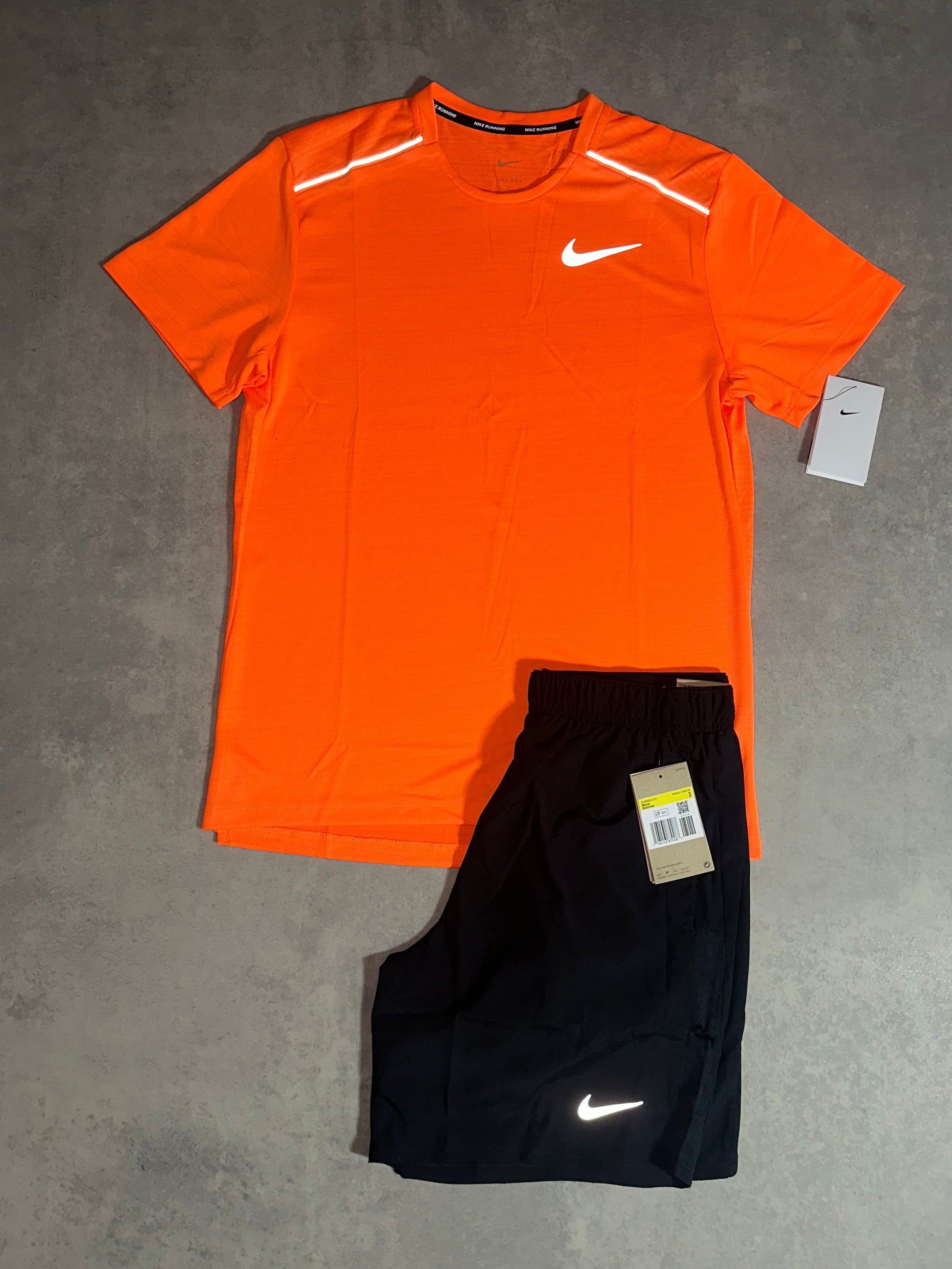 Nike miler short set - black / orange