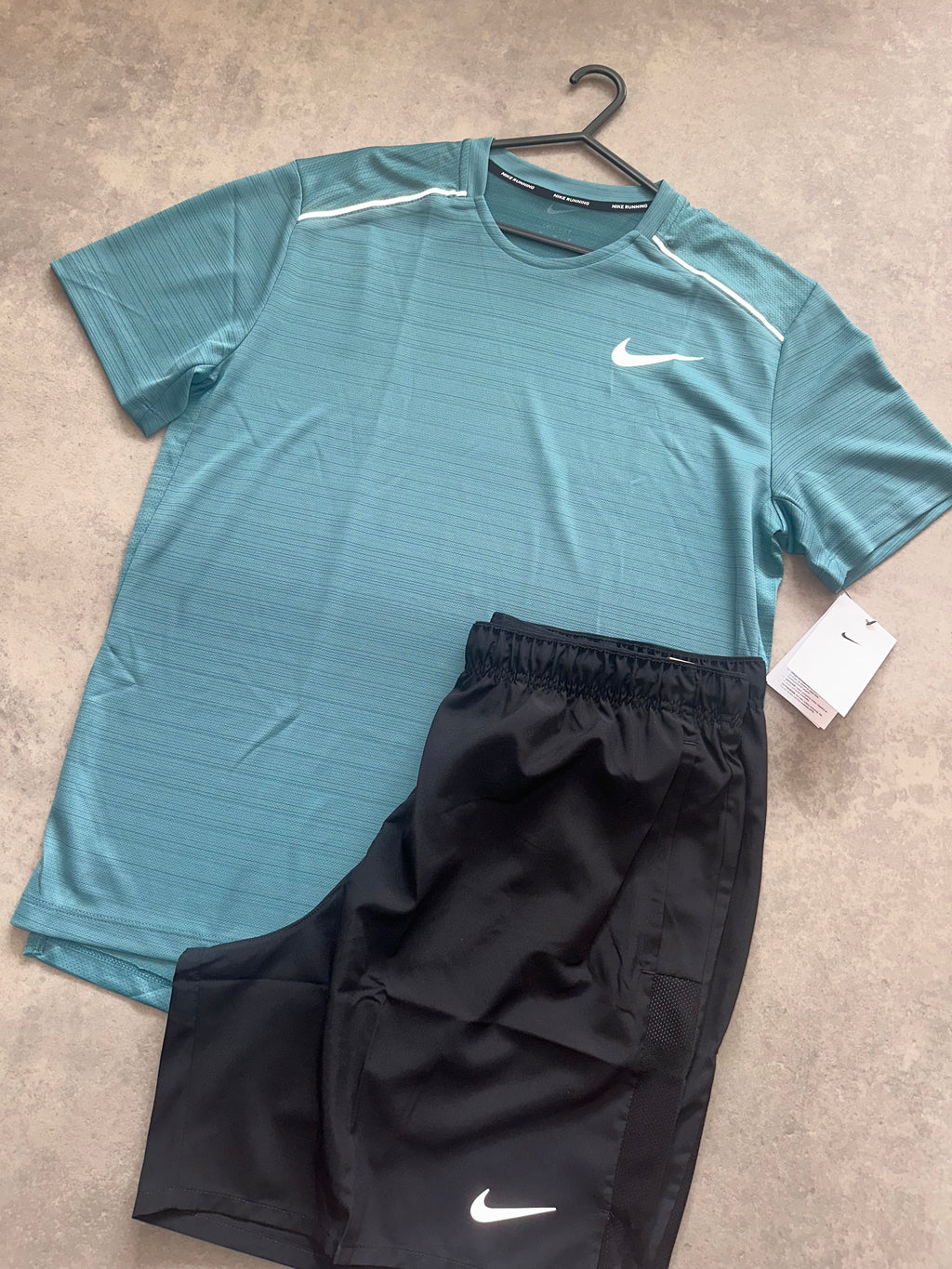 Nike miler short set - black / teal