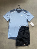 Nike miler short set - baby blue / black