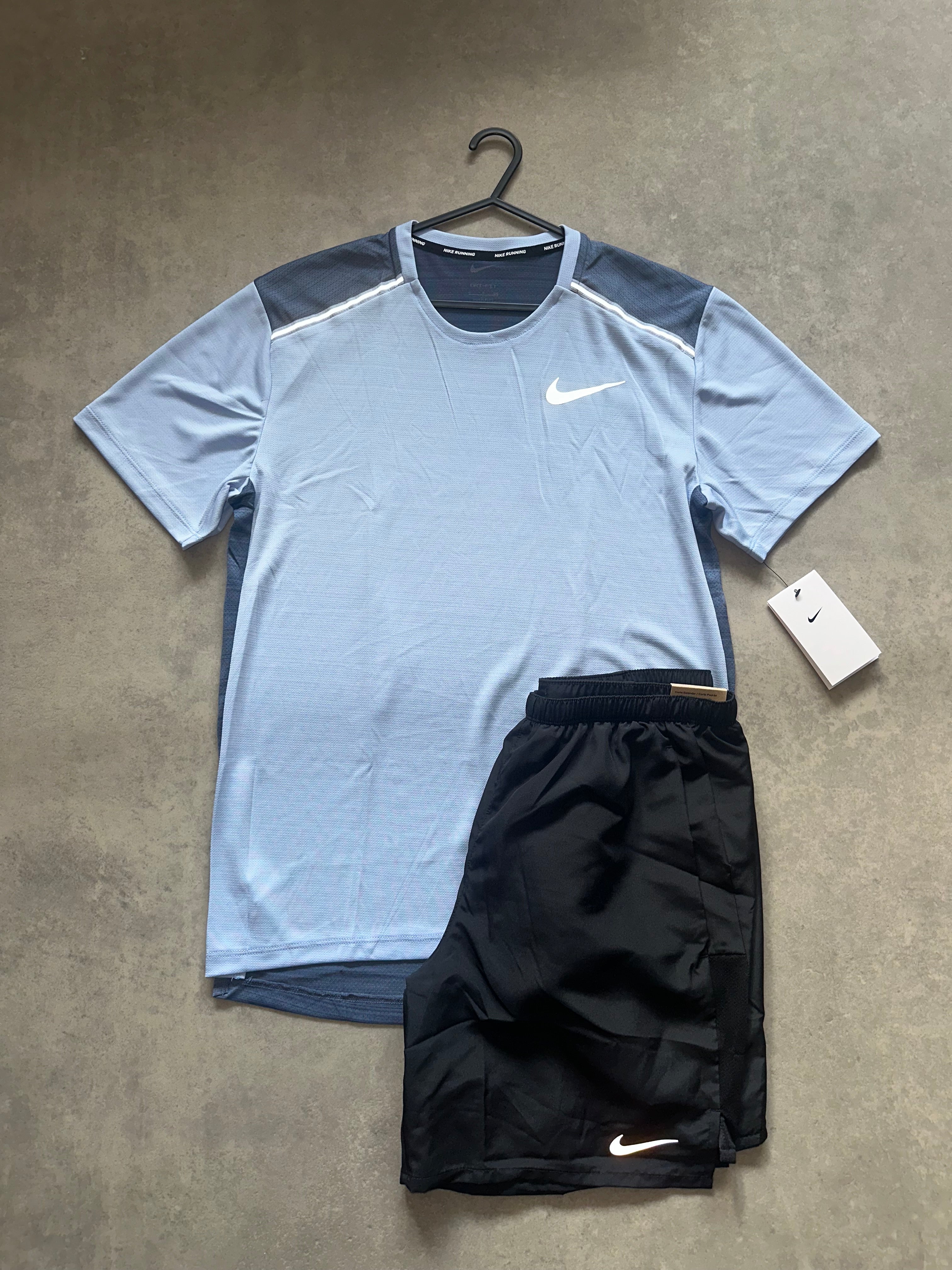 Nike miler short set - baby blue / black