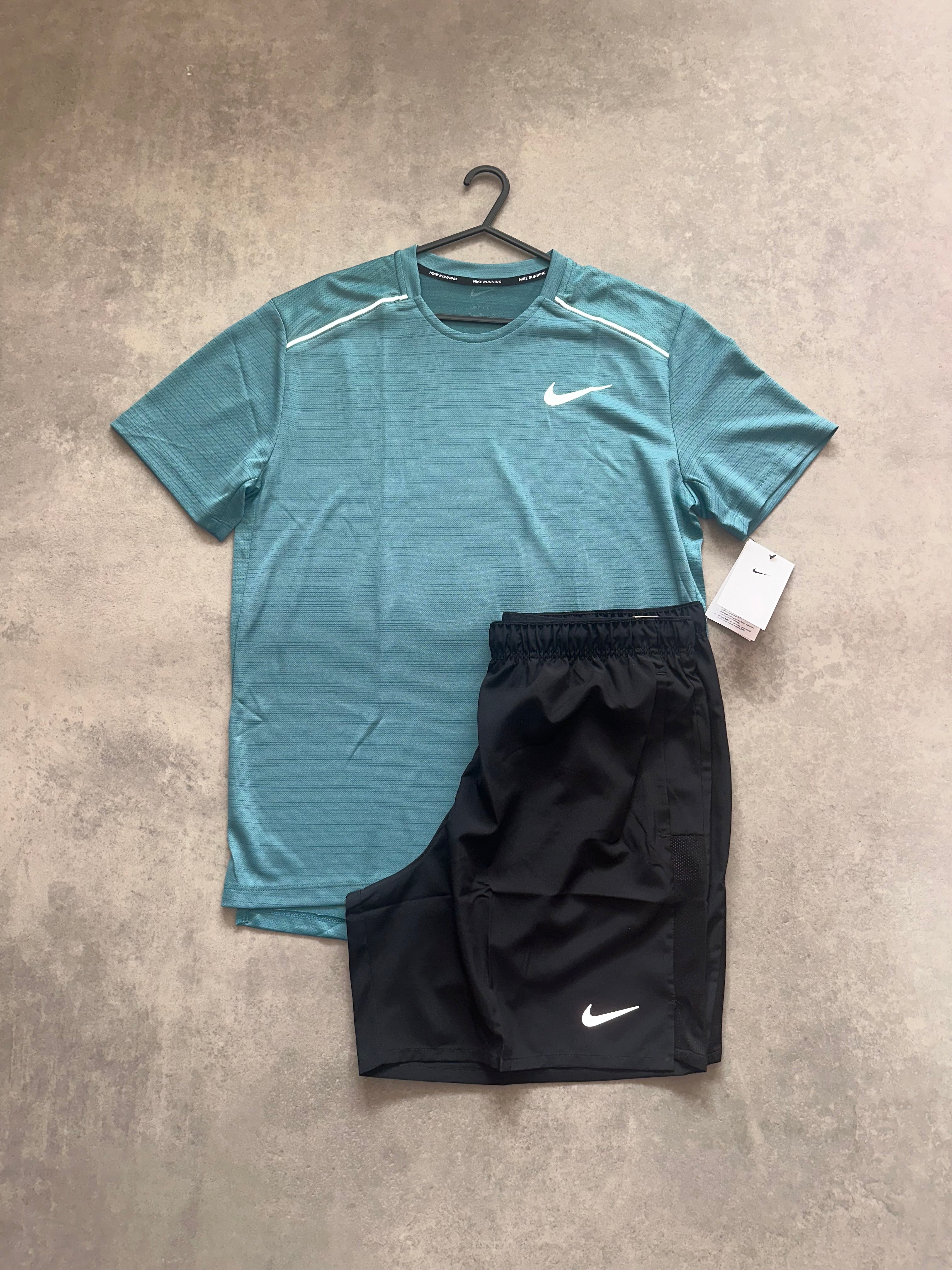 Nike miler short set - black / teal